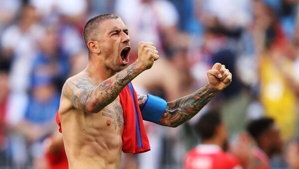 Игрок сборной Сербии Александар Коларов в матче группового этапа чемпионата мира по футболу между сборными Коста-Рики и Сербии - Sputnik Латвия